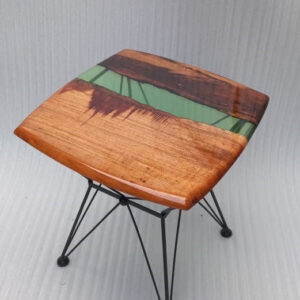wooden Side Table with Resin  Art (30.48x30.48x2.54)