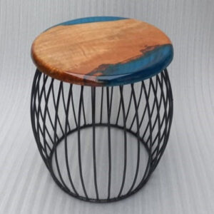 Wooden Side Table With Aluminum Stand (30.48x30.48x2.54)